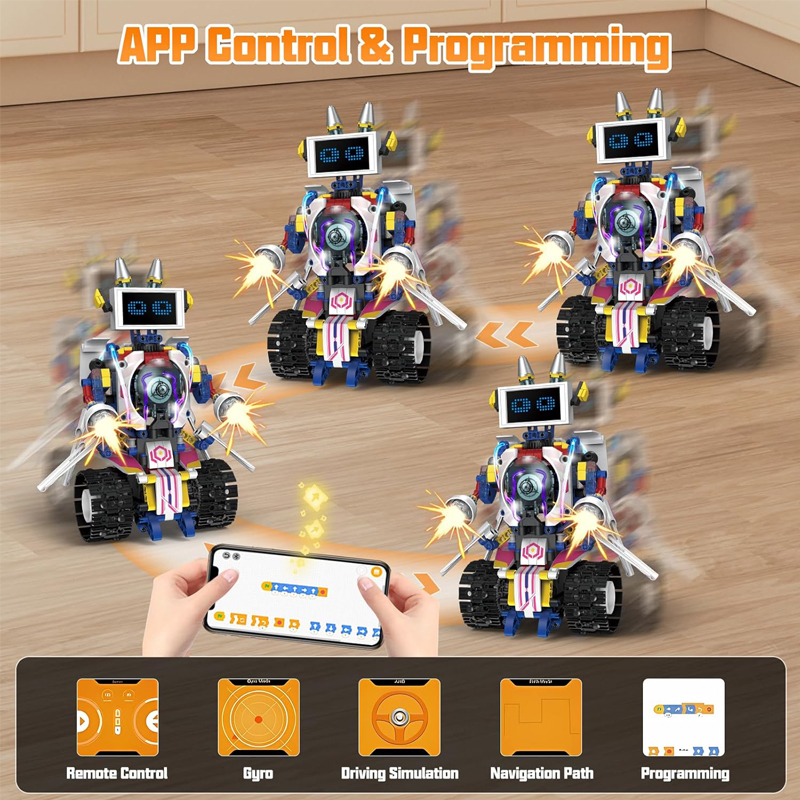 5 in 1  Robots Remote Control & App Control With Smart lcd Technic High Technology Engineering Model Vehicle Assembly Toy Set 603 Blocks With educational features (96164 )